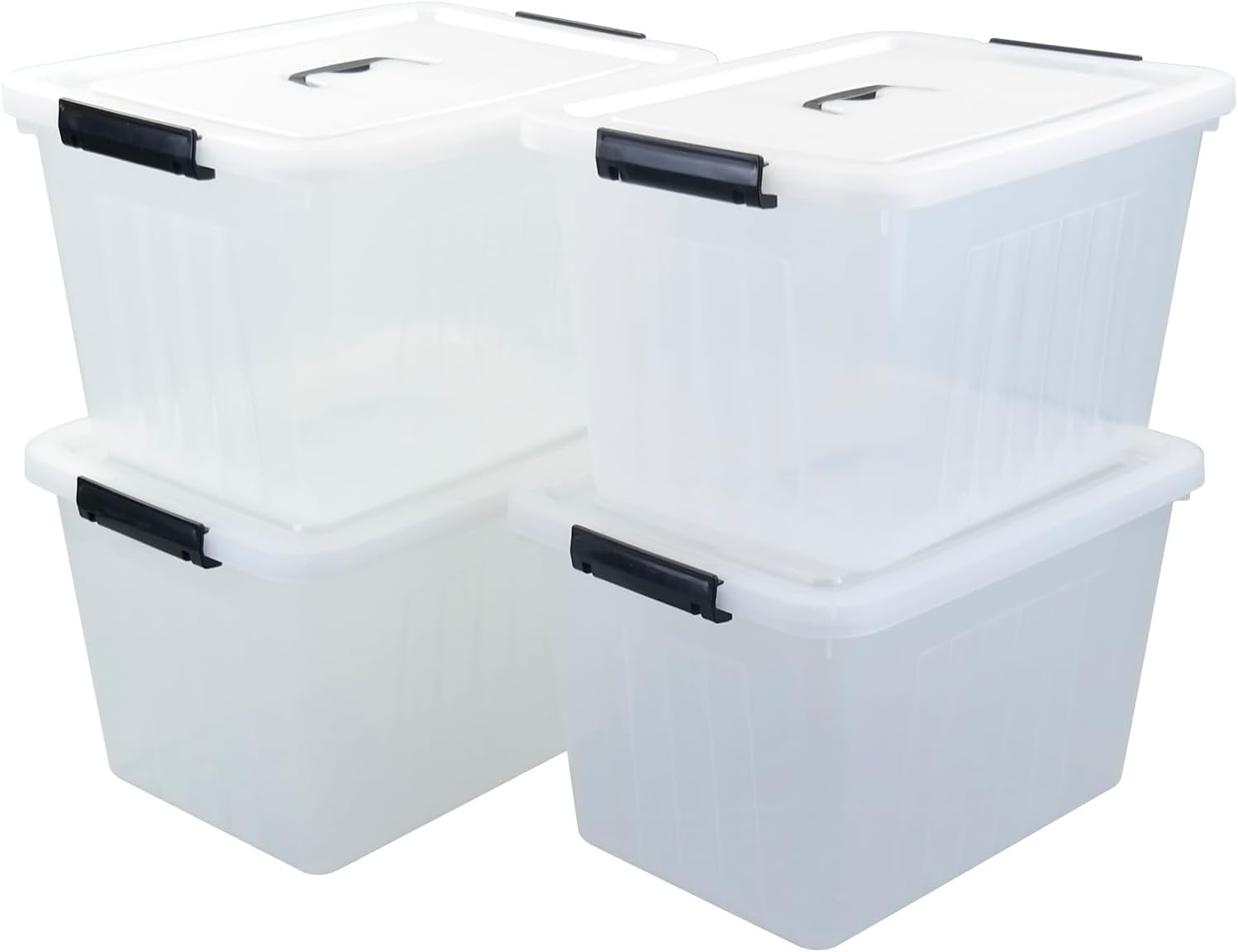 Readsky 18 Quart Plastic Latching Bin with Lids and Handle, Clear Plastic Storage Tote, 4 Packs