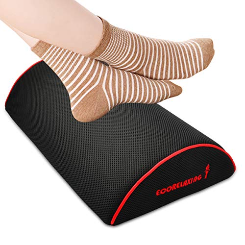 Foot Rest,Footrest for Under Desk at Work,Ecorelaxing Computer Desk Footstool for Home Office and School,Padded Foot Stool Cushion With Non-Slip Surface (Black)