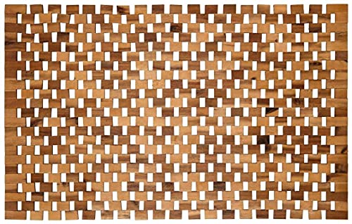 WohnDirect rutschfeste Holz Badematte Natur 50x80 - Nachhaltige, Robuste Holzmatte für Badezimmer, Sauna & Wellness - Duschvorleger aus 100% Akazienholz