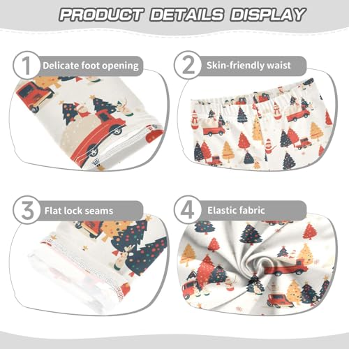 Cute Christmas Tree Red Truck Kids Girl's Leggings Soft Full Length Pants Running3