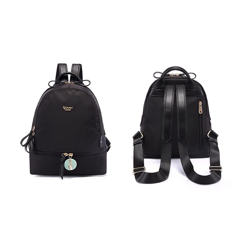 Mochila Moda for Mujer Estilo Occidental Mochila pequeña Todo-fósforo Ins Mochila Simple (Color : Black)