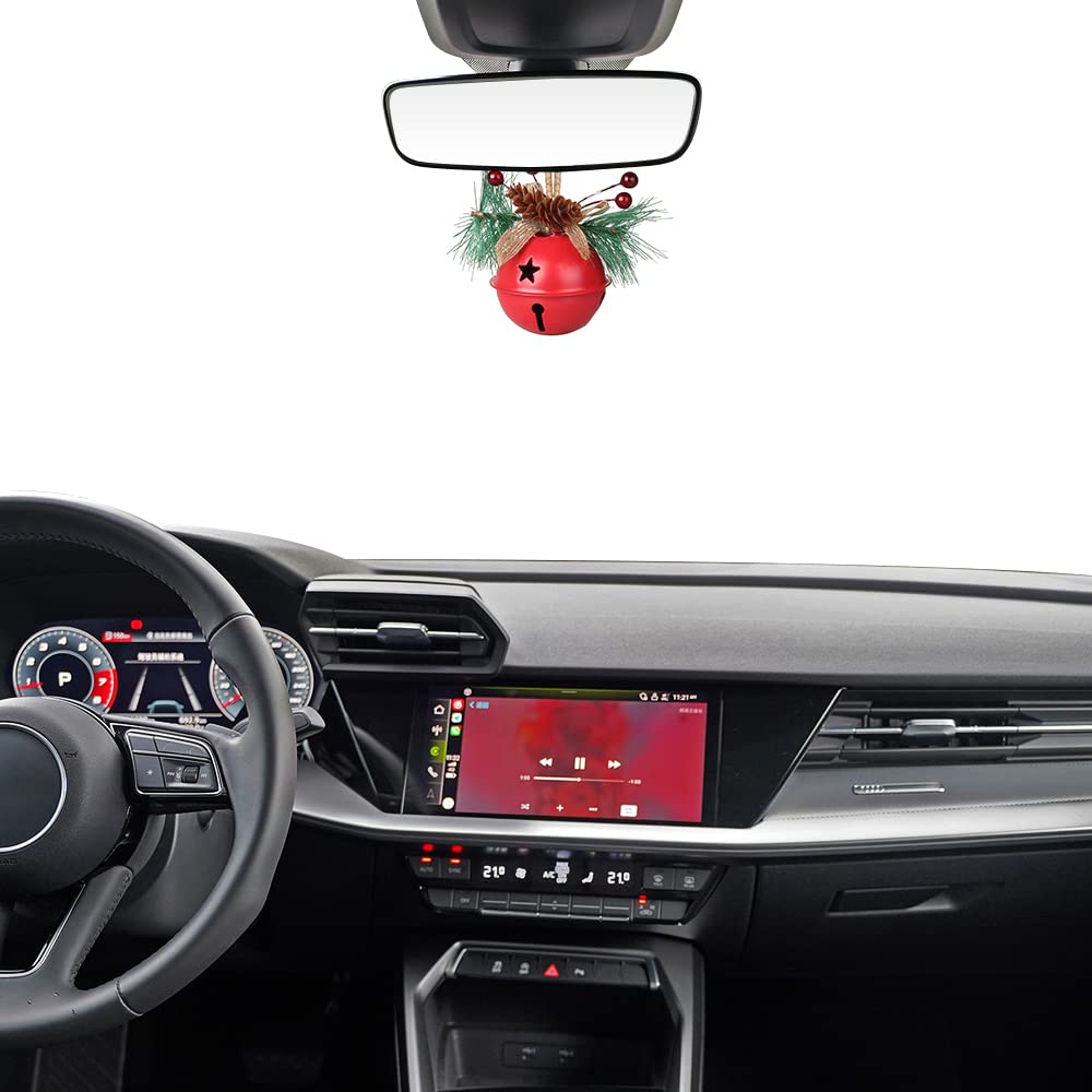 MINI-FACTORY Car Mirror Hanging Decoration for Car, Auto Rearview Mirror Accessory Bell Ornament Car/Office/Home for Christmas / New Year (Red)