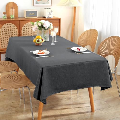 Waterproof Soft Linen Rectangular Tablecloth-55.1 x 39.4in(140 * 100cm) Wipe Clean Rectangle Table Cover for Dining Rooms, Kitchens, Living Rooms,Gardens (Dark Grey) - Image 6