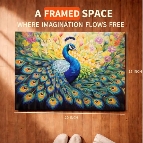 Image of Art Therapy Pcn27 Linen Canvas DIY Paint by Numbers Kit 15 x 20 Inch with 2 Set of Acrylic Oil Painting Colors with Brushes for Stress Relief & Home Decoration (Neelmayur Bloom)