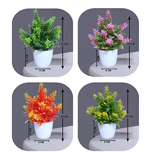 Image of Artificial Flowers for Decoration with Pot Combo of 2PCs Artificial Forest Bonsai Plant with Plastic Pot for Home Decoration Office Table Greenery Room Home Decor Plants (S2P)