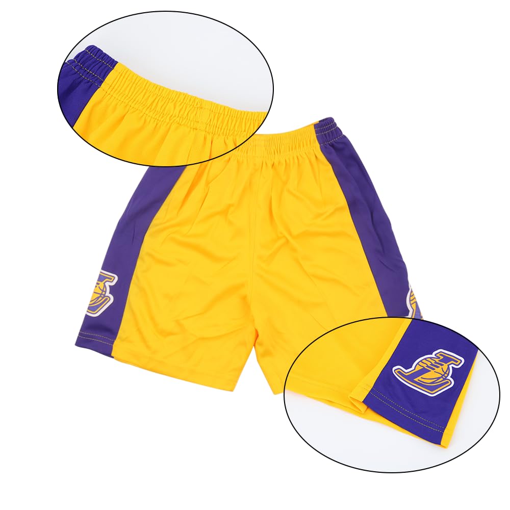 DaceStar 2 Pièces Maillot Basket Enfant, Ensemble Basket Enfant, Maillots Basketball Sans Manches Enfants et Shorts Garçon Fille,Tenue de Basketball Respirant, 4-14 Ans,Jaune 2XL