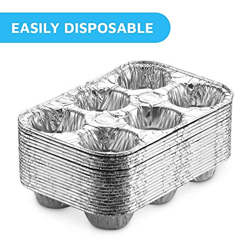 Montopack Disposable Aluminum Foil 6-Cup Muffin Tins | Made In Usa Standard Size, Perfect For Baking Cupcakes, Mini Pies And Pastries With Easy Release | Set Of 20 Strong And Durable Tin Pans #TOP6