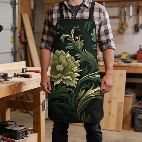 Delantal estilo verde oscuro y verde para hombres y mujeres miniatura 5