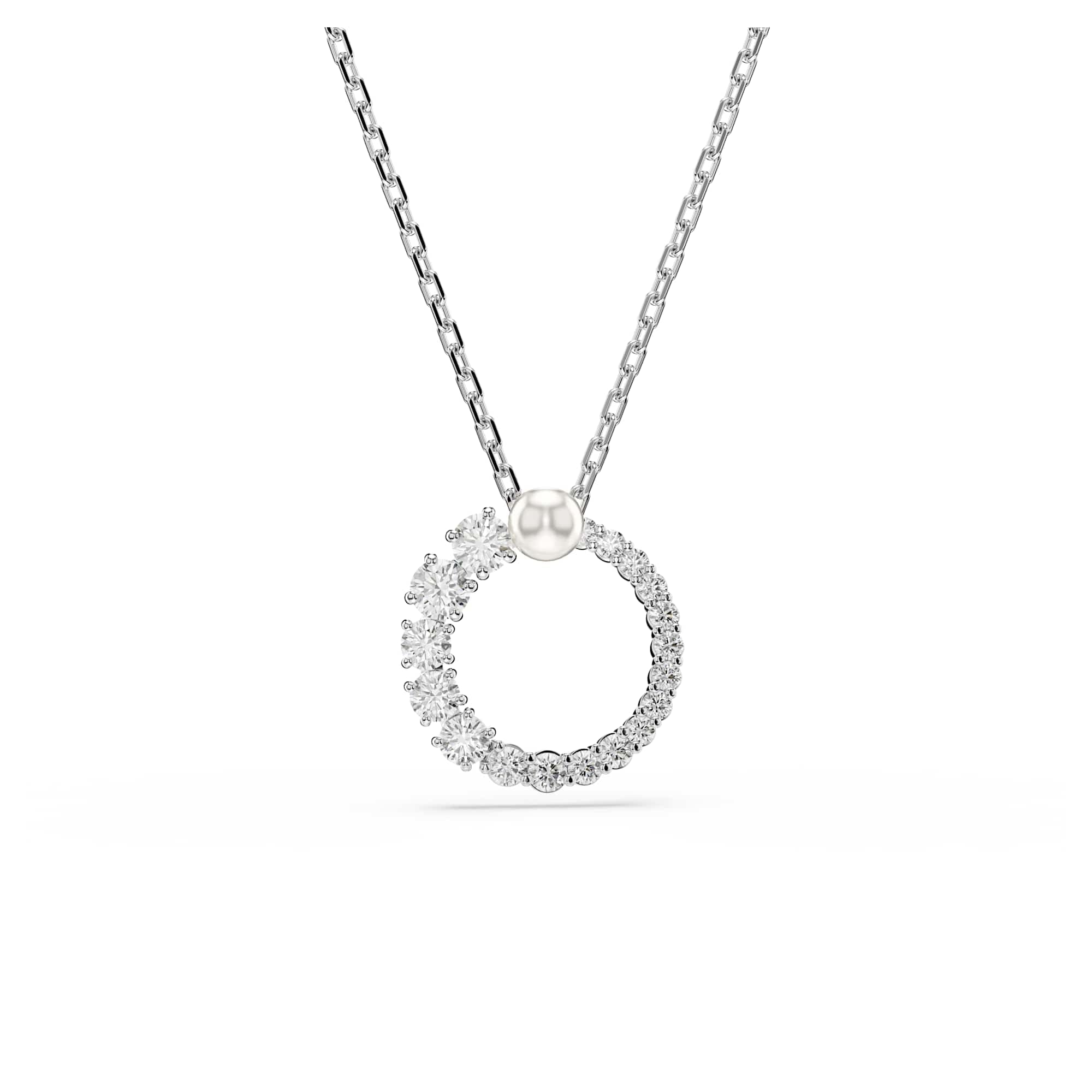 Swarovski Matrix Rhodium Plated Crystal & Pearl Circle Necklace 5688751