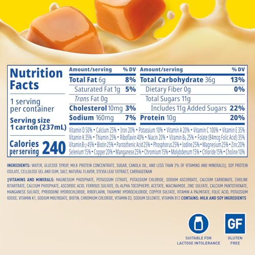 Image of Carnation Breakfast Essentials Original Nutritional Drink, Caramel, 24 pk | New Flavor, Ready-to-Drink, 10g Protein, Vitamins D & C, Key Nutrients for Immune Support, Gluten Free, Kosher, 8 FL OZ
