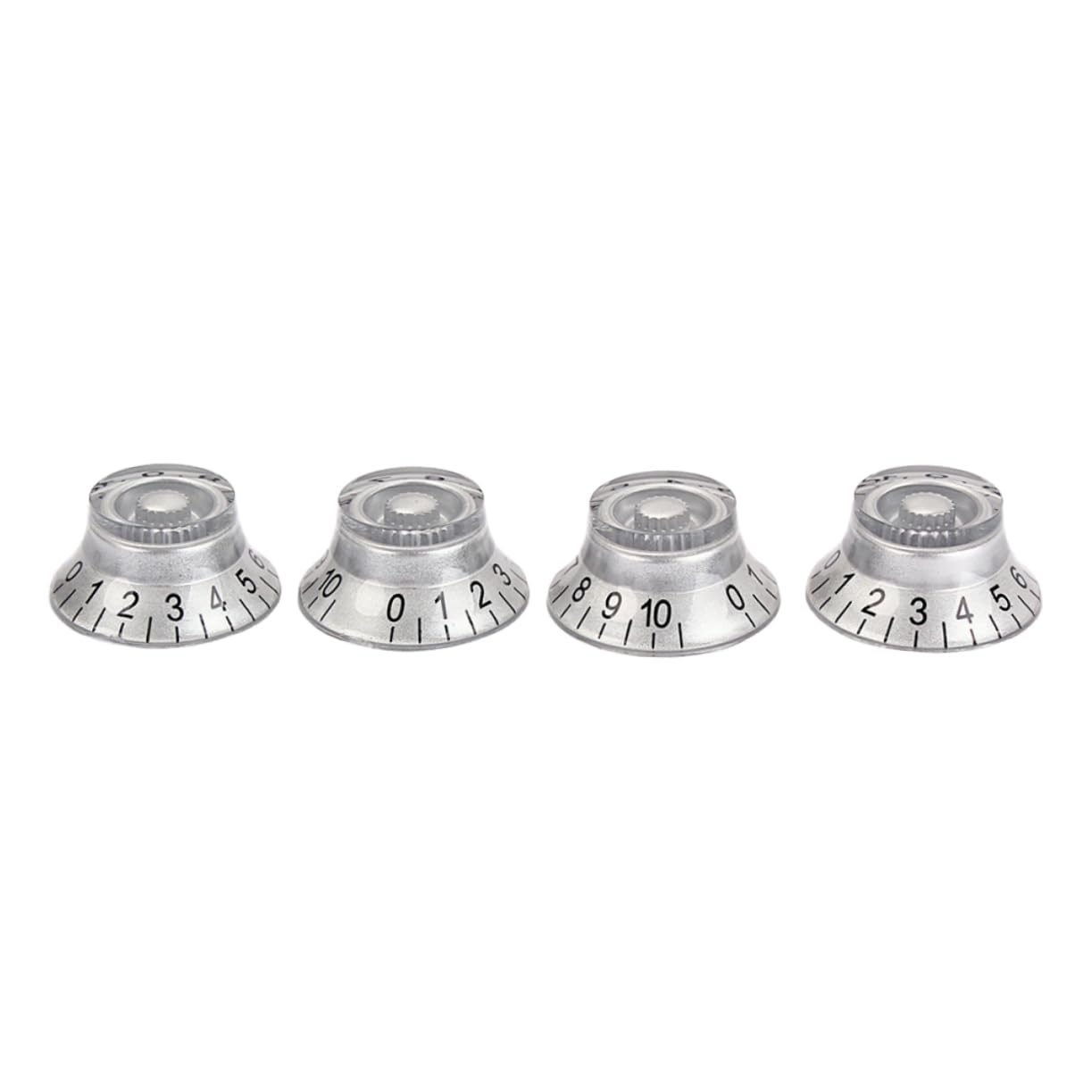 OFFSCH Amplifier Knob Kit 4 Pcs Acrylic Guitar Volume Tone Control Knobs Silver Skirt for Guitar Accessory