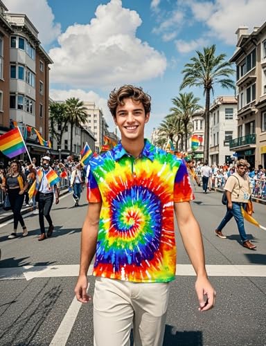 LINOCOUTON Men's American Patriotic Flag Pride Day Golf Polo Short Sleeve Shirt3