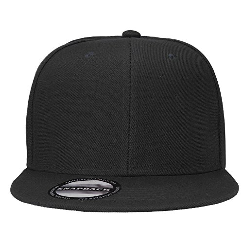 Image of Classic Snapback Hat Cap Hip Hop Style Flat Bill Blank Solid Color Adjustable Size