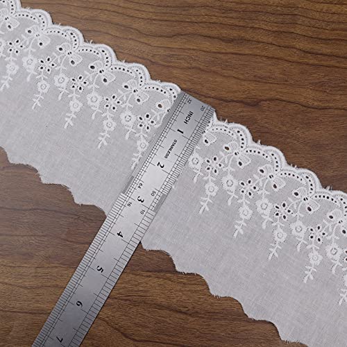 Idongcai Eyelet Lace Trim Ivory White Cotton Lace Trim Lace Fabric For Sewing Embroidery Lace Trim For Home Decor Supply 3.5'' Wide 7 Yards #TOP1