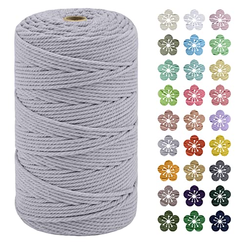 LEREATI Macrame Cord 3mm x 200m, Thick Macrame Rope Natural Cotton Rope Craft String