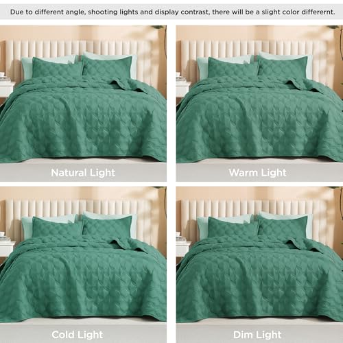 Image of Litanika Queen Quilt Bedding Set, Haze Green Summer Lightweight Soft Comforter Bedspreads & Coverlets, Boho Farmhouse Bedding Cover Bed Decor All Season, 3 Pieces (1 Quilt, 2 Pillowcases)