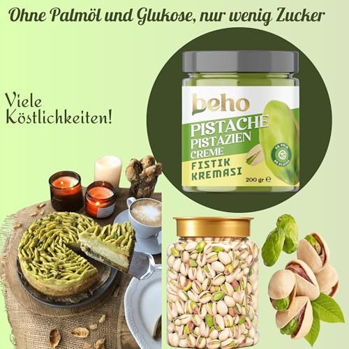 Natürliche Pistaziencreme aus Premium Pistazien | 200 g | Für die virale Dubai-Schokolade und alle Gerichte | Pistazienpaste | Pistazienmus | Ohne Palmöl und Glukose (2 Stück, Select)