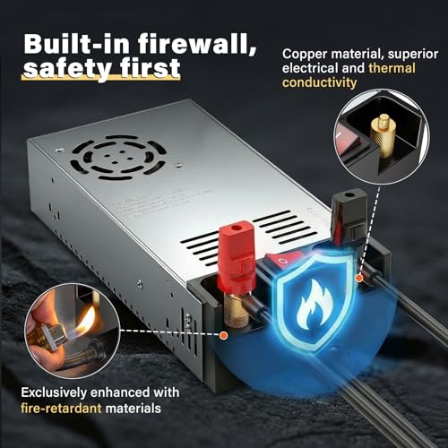 Image of Anbull New Version 600W 110V AC to 12V DC Converter,with ON /Off Switch | Pure Copper Terminals,Upgraded Circuit Board, 12V DC Adapter Transformer, Max 50A 600W Power Supply
