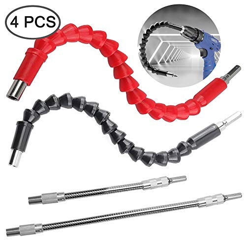 4 Pcs Flexible Drill Bit Extension, Finegood Soft Drill Connection Adaptor Screwdriver Extension Shaft For Power Drill #TOP1