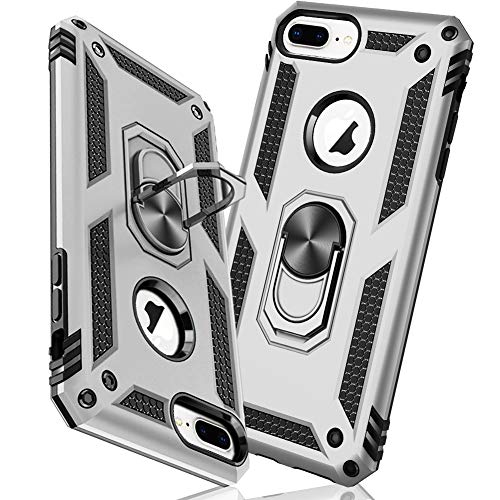 TMUJWS iPhone 7 Plus �p�̃P�[�X/iPhone 8 Plus �p�̃P�[�X �����O �ϏՌ� �Ռ��z�� ���h�~ �S�ʕی� �J�����ی� �X�^���h�t�� TPU+PC�o���p�[ �w��h�~�΍� ��d�\�� 360�x��] �h�o �ԍڃz���_�[�Ή� ���ϖh�~