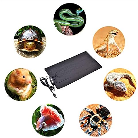 DZAY Reptile Heating Mat Heat Mat with Thermostat Small Pets Heating Mat Safe Energy Saving Electric Heat Pad Warm Waterproof Aquarium Heating Pas for Turtle Snakes Tortoise Lizard Cover