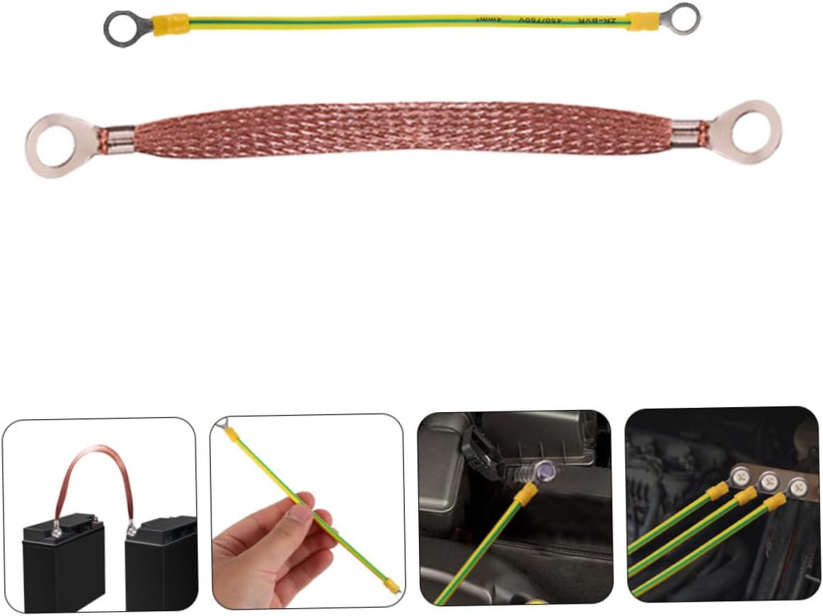 Cabilock 20pcs Heavy Duty Braided Ground Wire Terminals Automotive Ground Strap Engine Grounding Cable for Car Truck Vehicle Safety