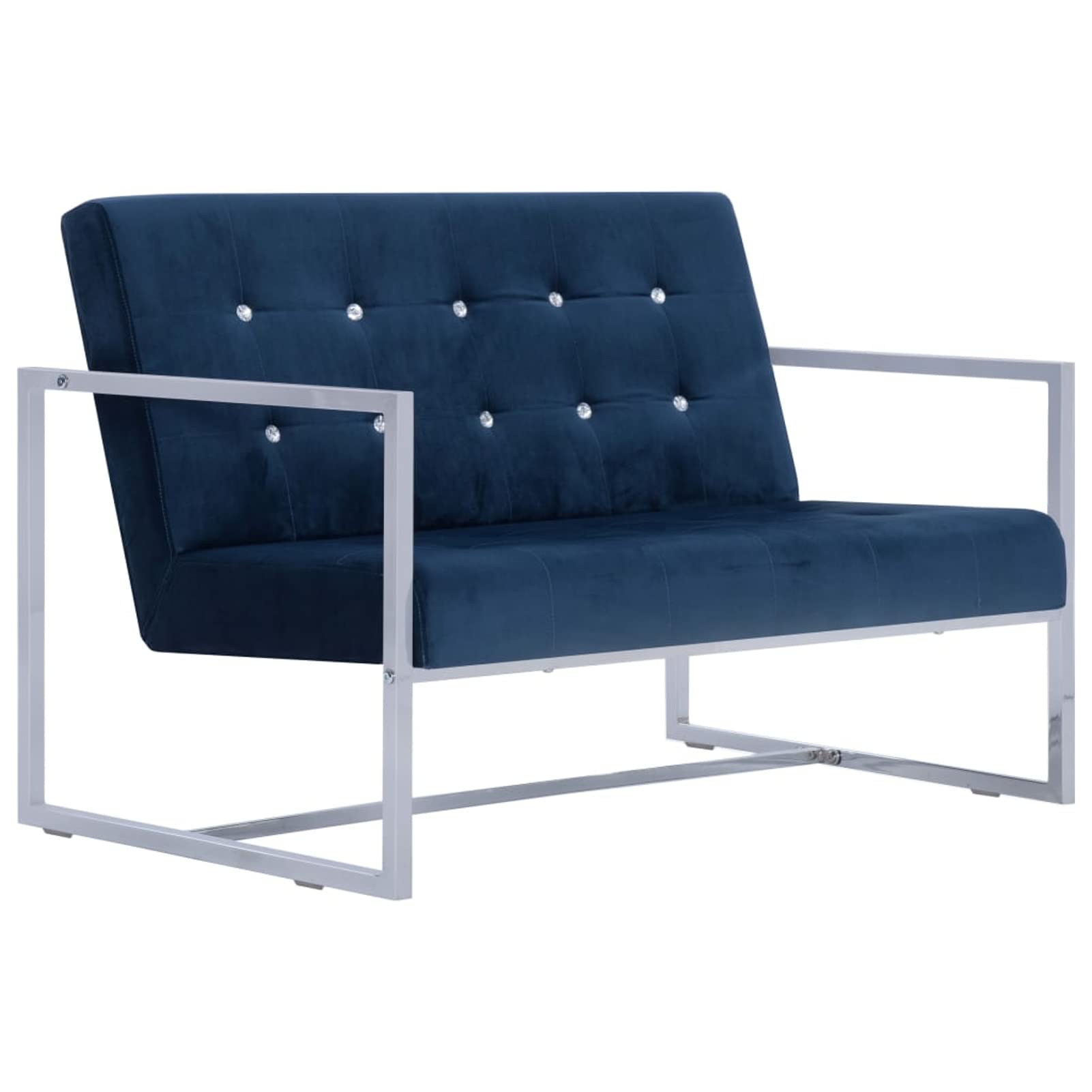 LAPOOH 2-Sitzer-Sofa mit Armlehnen, Couch für Wohnzimmer, für Wohnungen, Loungesofa, Sofas & Couches, Relaxsofa, Blau Chrom und Samt