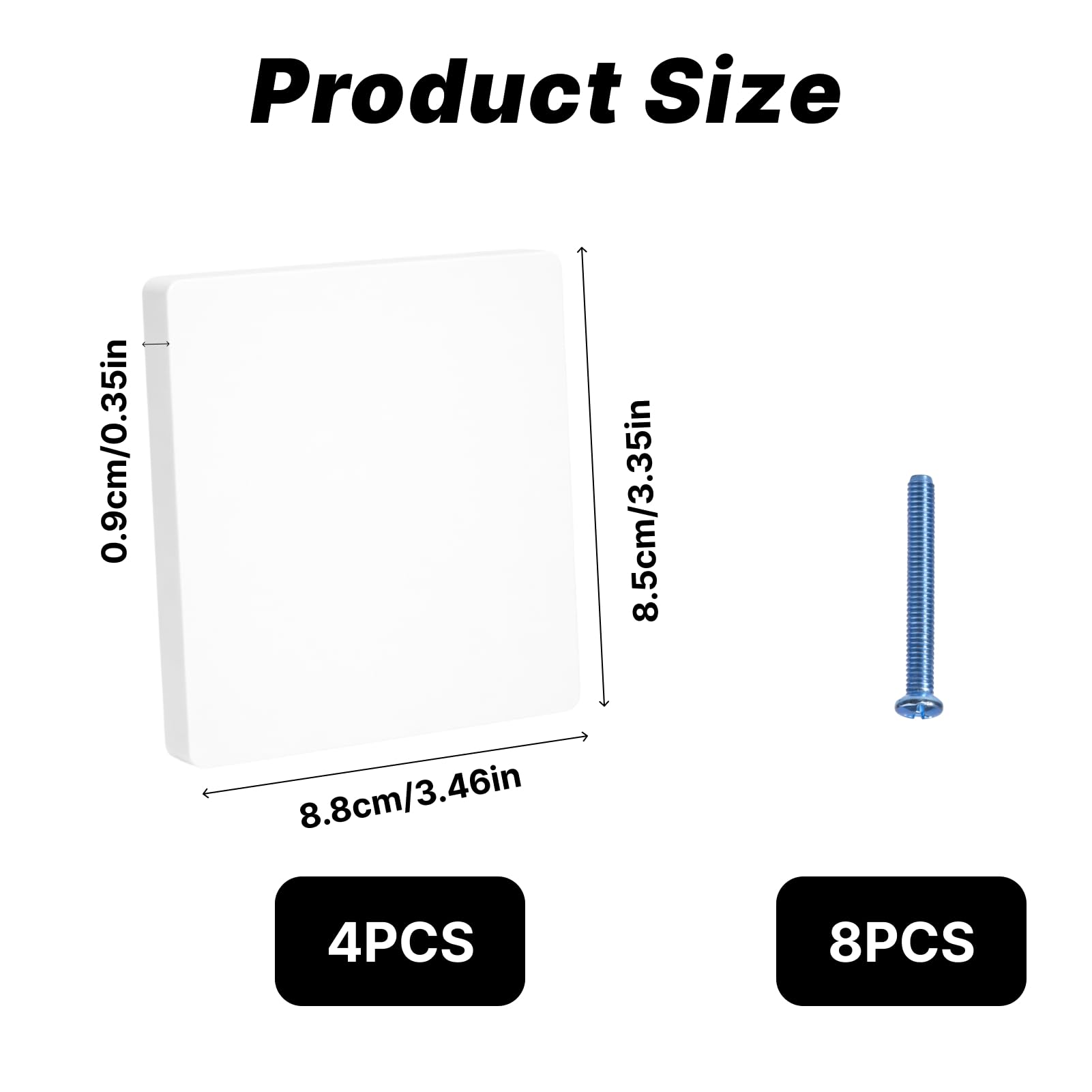 4 Piezas Tapa Ciega Enchufe Pared 8,6 x 8,6 cm, Placas Ciegas Universales Blancas para Caja de Alimentación, Pared Cubierta de Interruptor para Enchufes y Conexiones no Utilizadas