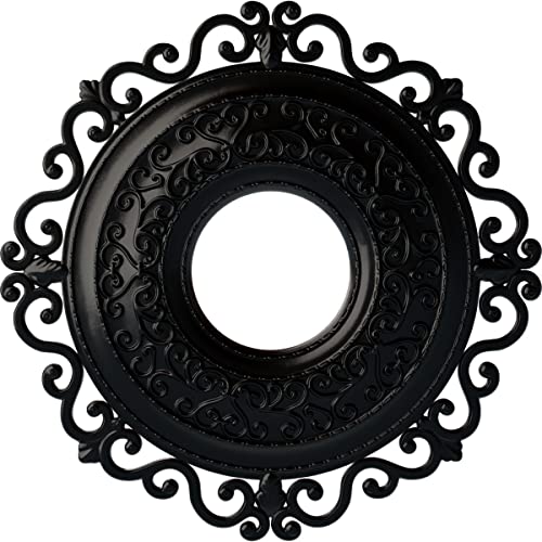 Ekena Millwork CM22ORBLF Orrington Ceiling Medallion, 22" OD x 6 1/4 ID x 1 3/4 P, Jet Black