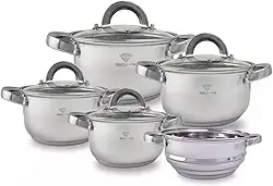 Jogo de Panelas Inox 19 Peças com Fundo Triplo Resistente Conjunto de Panelas Talheres e Acessórios