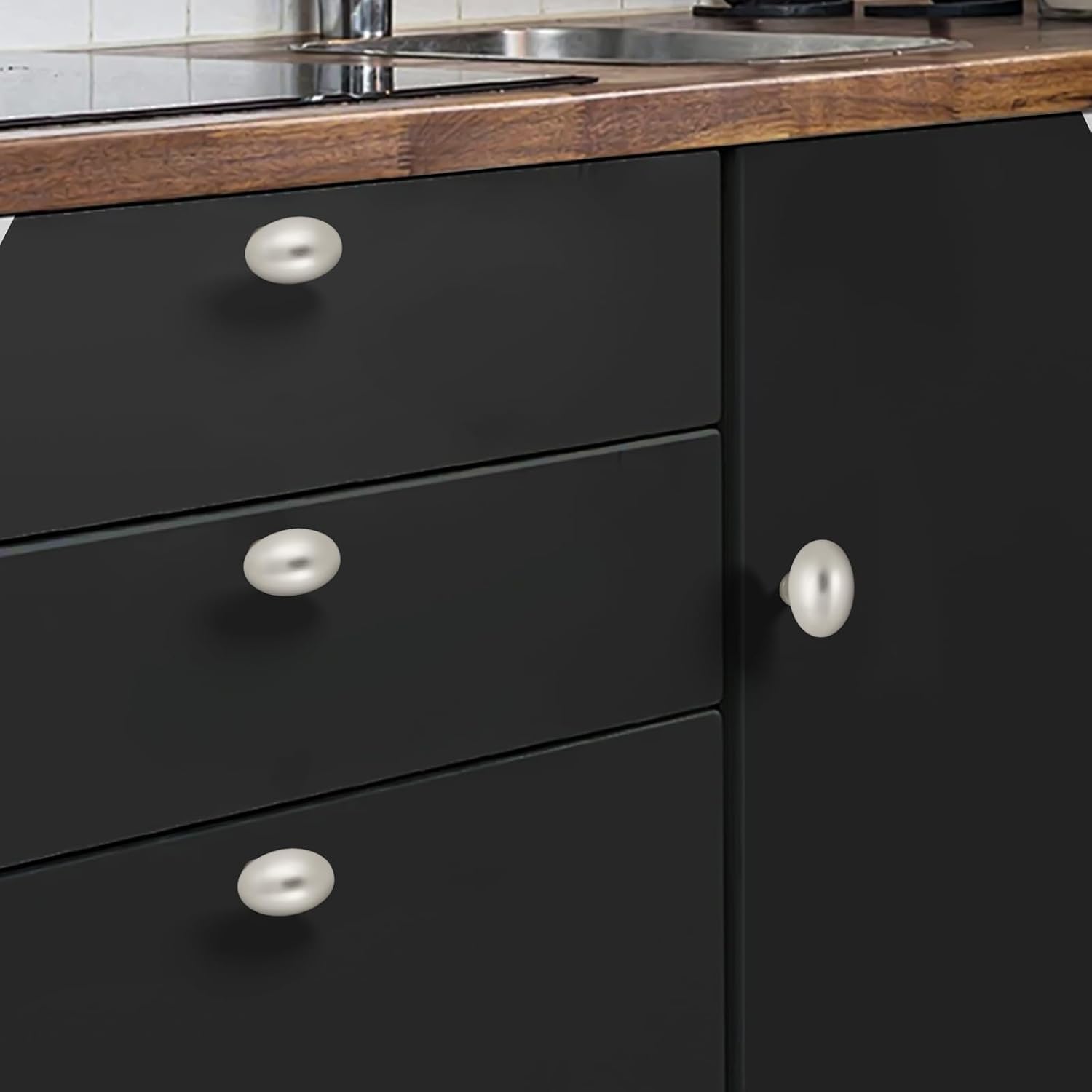 SYZOW Pack of 6 Furniture Knobs, Drawer Knobs, Cupboard Knobs, Vintage Kitchen Handles, Furniture Handles, Drawer Knobs, Chest of Drawers (Brushed Nickel)