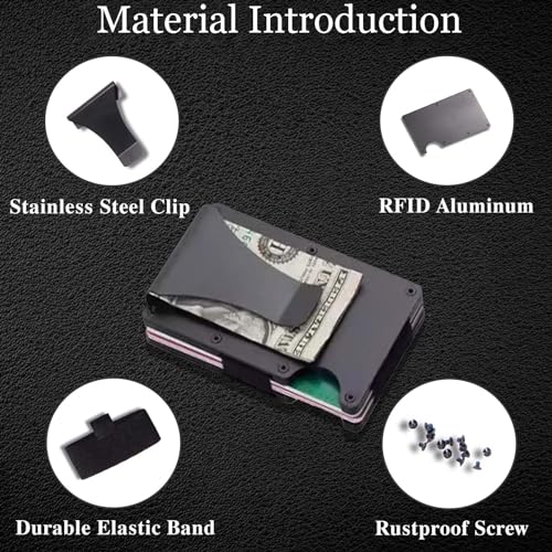 Image of Minimalist Wallet with RFID Blocking for Men,Slim Credit Card Holder with Aluminum Money Clip Wallet for Men and Women,Metal Wallets for Mens Front Pocket as Gifts