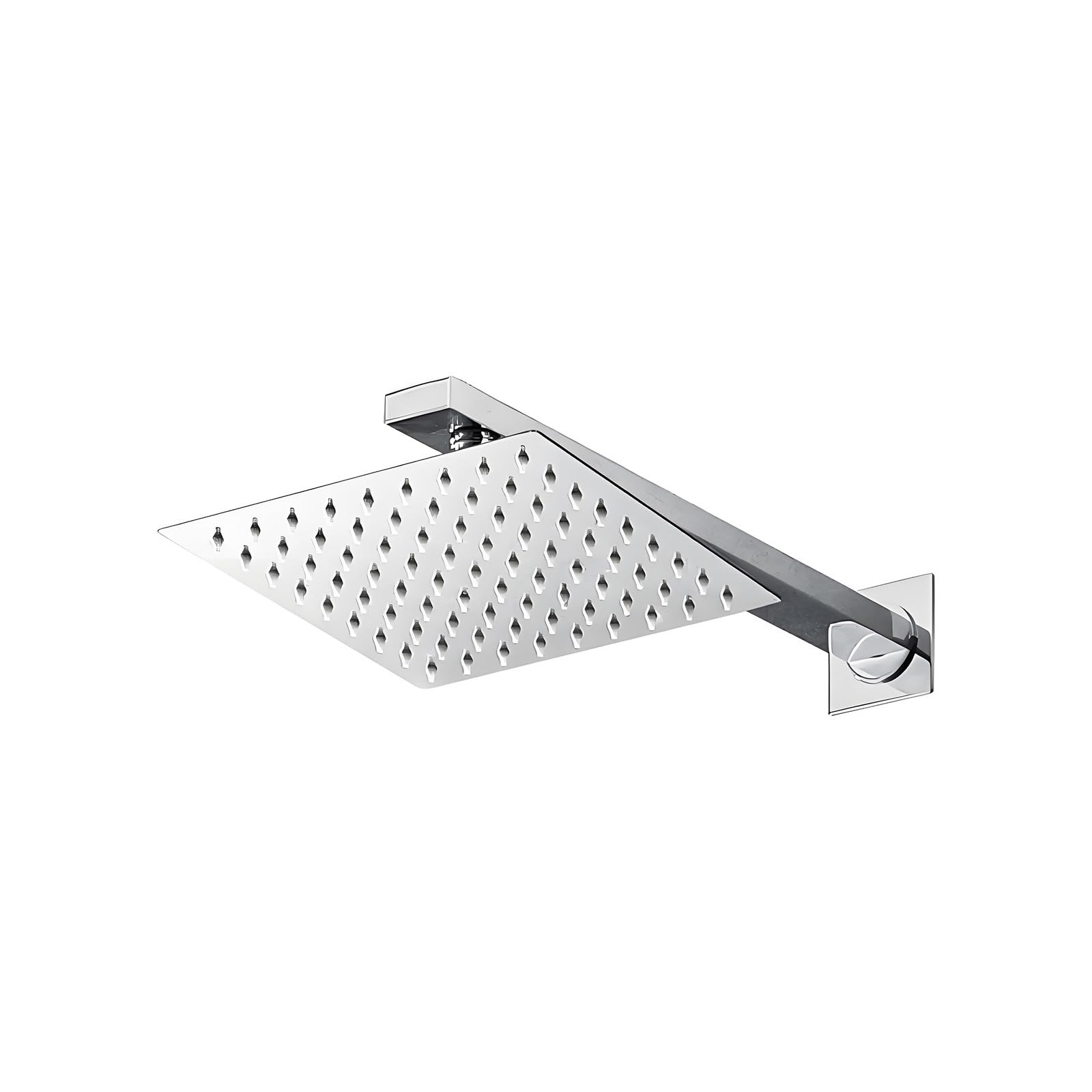 Soffione Doccia a Pioggia 10 Pollici, Soffione Doccia Quadrato in Acciaio Inox con Braccio da Estensione 38 cm, 25 x 25cm Regolabile Soffione Doccia Anticalcare ad Alta Pressione, Cromato, G1/2