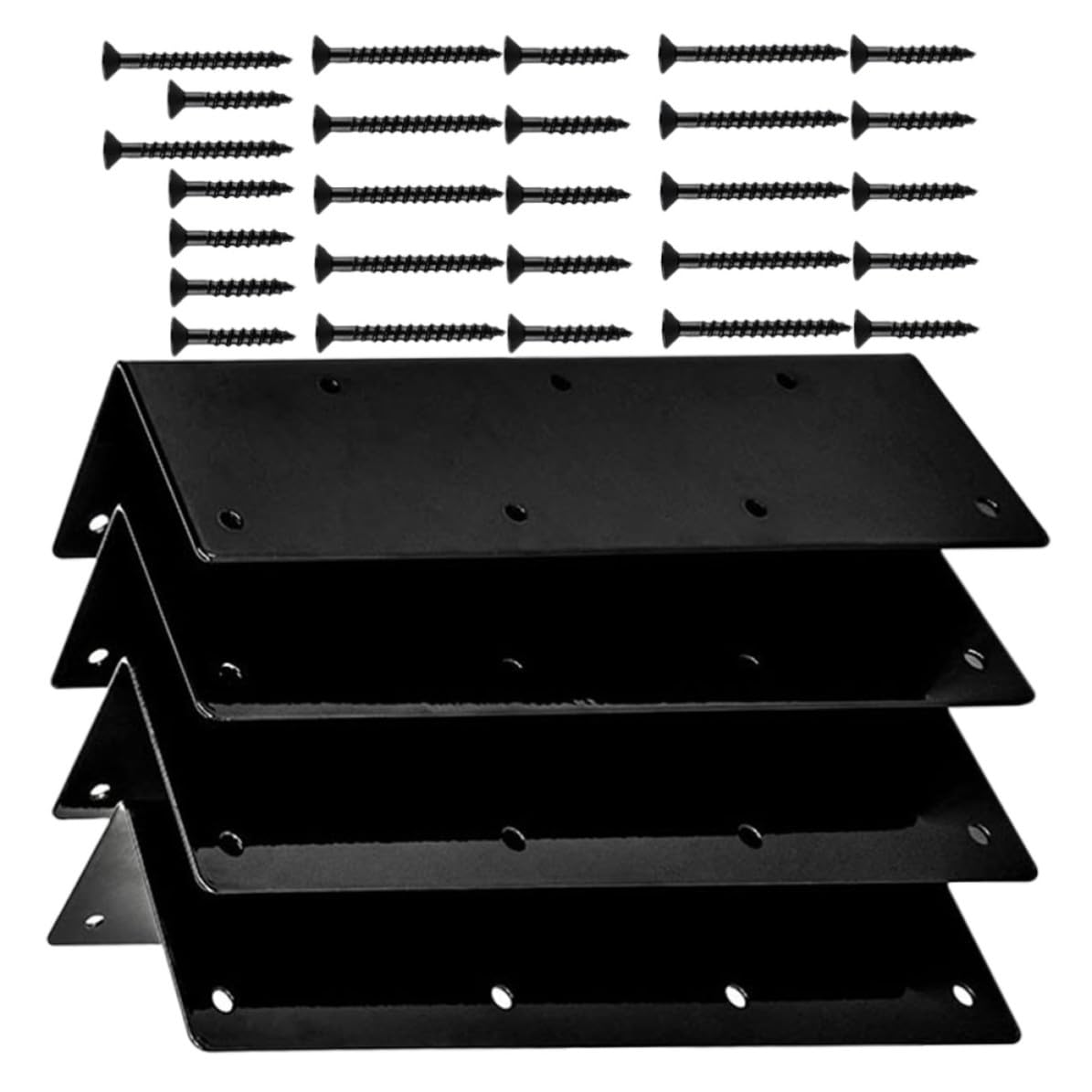 Juego de 4 Soporte de Esquina en L de Acero Inoxidable Negro