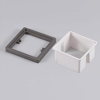 1 Gang Square Spacer 0.39IN/10MM Single Socket Spacer 1 Gang Surface Box Square Spacer Frame Grey Box Plate Single Socket Light Switch Surround Single Plug Socket with Screw, Pack of 2