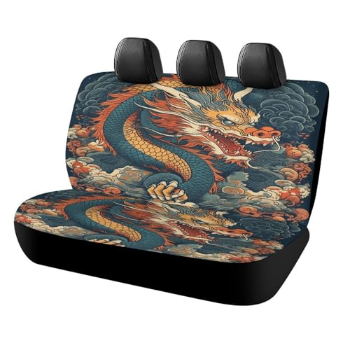 Funda de asiento de coche con diseño de dragón retro para proteger su vehículo de arañazos