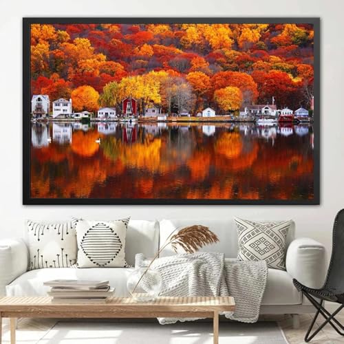 Impression sur toile arbre à feuilles rouges moderne de qualité supérieure