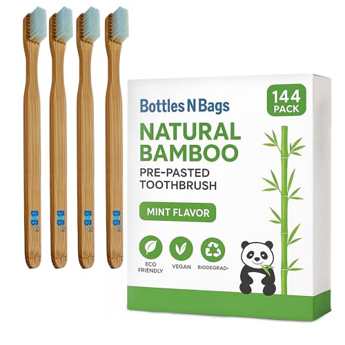 Brosses à dents biodégradables en bambou pour invités et déplacements x144