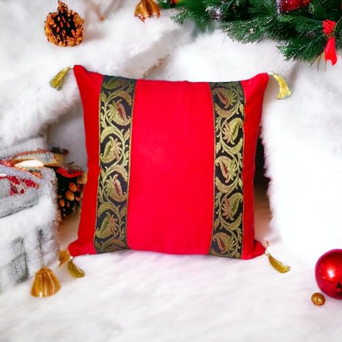 Third Eye Export SILK-CUSH-1 Indian Ethnic Decorations Silk Bohemian Cushion Cover Set Of 4 Decorative Patchwork Throw Pillow thumb #3