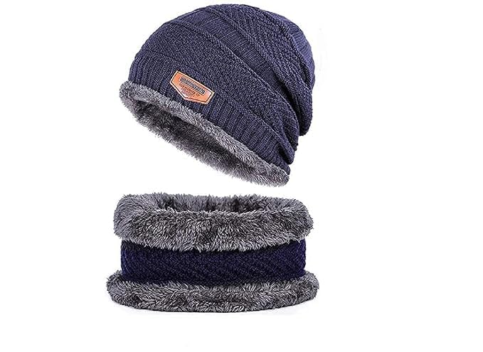 Winter Woolen Cap and Scarf Set | Thermal Skull Cap with Neck Warmer | Soft Fleece Face Mask for Men / Women / Kids | Windproof Beanie for Biking, Cycling, Skiing, Outdoor Sports, Cold Weather-image-26