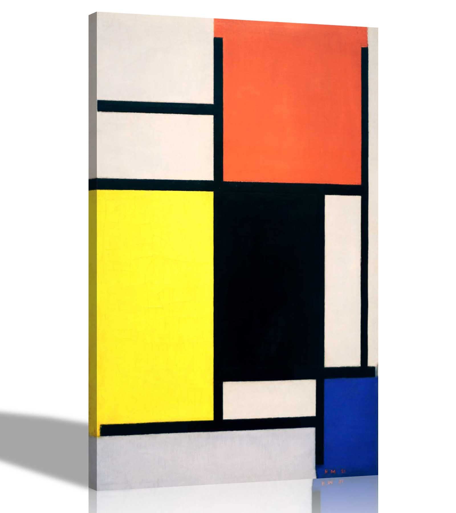Artley Prints Comp Red Yellow Black Blue Grey Composition With Red Yellow Black Blue And Grey Piet Mondrian Canvas Prints Framed Wall Art Wall Decor Stretched Ready To Hang 20 X 30Cm (8 X 12 Inches)