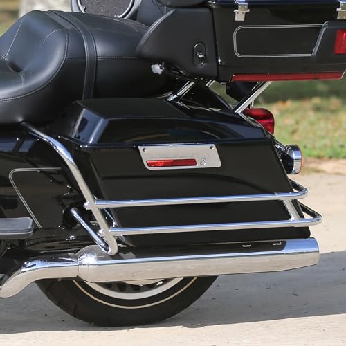 Alforjas duras para motocicleta XFMT, extendidas 5", con tapas para altavoces de 6x9" y cierres cromados, para Harley Touring (1993-2013), Negro vívido miniatura 7