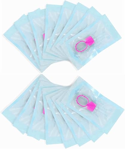 Miniatura 6 de 100 vasos para anillos de tinta, 100 anillos de pegamento de pigmento de microblading rosa con cápsulas de tinta de esponja, extensiones de