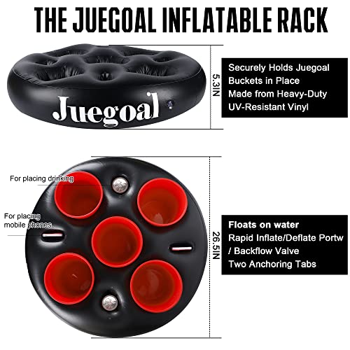Juegoal Floating Pool Pong Set, Outdoor Giant Yard Pong Games For Adults And Kids, With 2 Durable Inflatable Rafts, 10 Buckets And 6 Balls, Toss Game Throwing Outside Family Game #TOP2