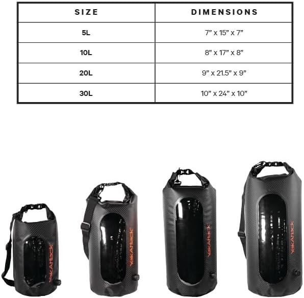 Miniatura 3 de YakAttack Bolsa de secado enrollable de 5L con válvula de aire, carbono negro, bolsa seca marina impermeable para kayak, canotaje y paddleboarding,