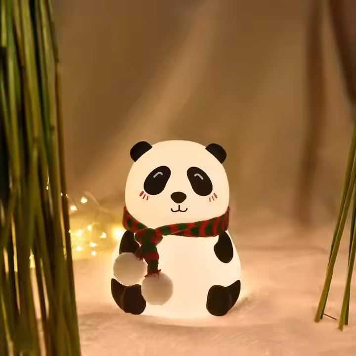 Image of Oblivion Silicone Panda Night Light - Cute Touch Sensor LED Lamp for Kids, Girls & Boys | 7-Color Rechargeable Bedroom Decor | Portable Bedside Night Lamp for Home, Men & Women