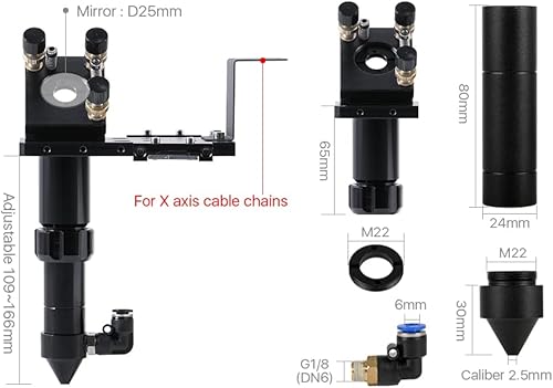 Miniatura 3 de Cloudray Juego de cabezales de la serie C con 1 lente de enfoque CVD de EE. UU., D20 mm, FL50.0.315 in y 3 espejos Si D25 mm (juego A)