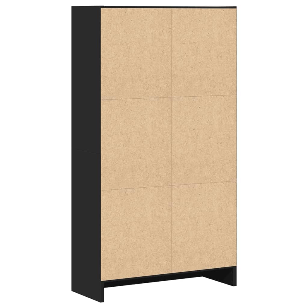 Bücherregal Schwarz Holzwerkstoff 60x24x109 cm Standregal mit offenem Regalsystem und vielseitiger Aufbewahrung als Raumteiler für Wohnzimmer Schlafzimmer Büro