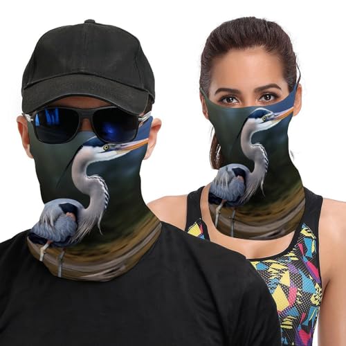 Neck Gaiter Heron Face Mask for Travel Face Cover Scarf for Men Women Elastic Headbands Wind-proof Bandana for Skiing Fishing Hiking Cycling
