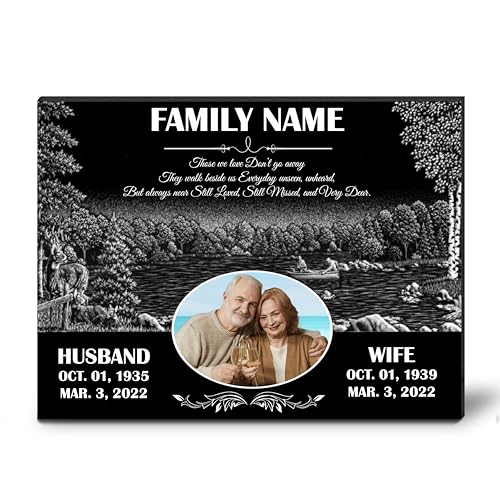 Image of ADFSTONE Double Headstones for Graves and Cemetery Memorial Plaques - Personalized Granite Memorial Stones, Flat Monument Headstones